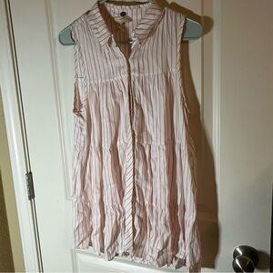 Cupio Striped Button Up Tank